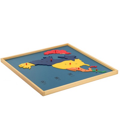 Kids Wooden Puzzle Map North America Montessori Toys