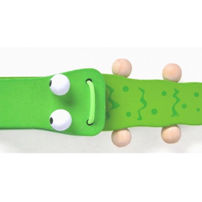 Wooden Green Musical Instrument Crocodile Shaped Castanet Percussion For Baby