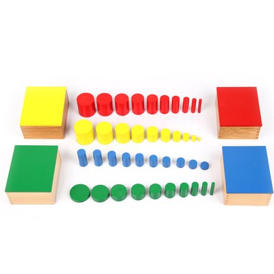 Custom Wooden Coloured Cylinder Montessori Baby Educational Toys