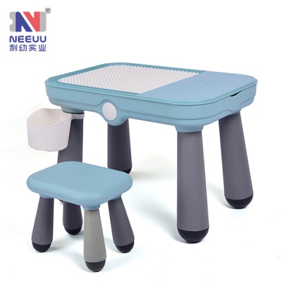 Multi-function rectangle Kids Plastic Building Blocks Table