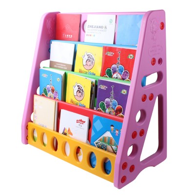 Indoor kindergarten kids plastic bookshelf for children