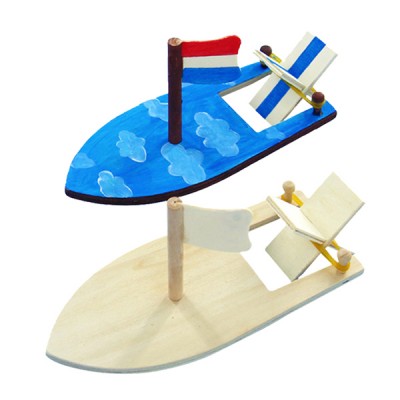 Wooden Exquisite DIY Sailing Boat Model Toys Kids Painting Color