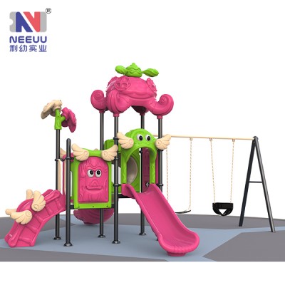 LY10401 Magic house series China professional plastic outdoor playground safe naughty children outdoor swing set with slide