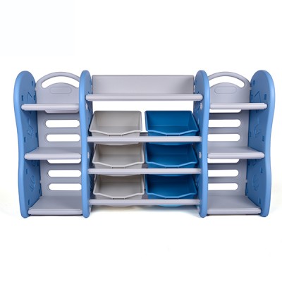 Children school plastic shelves multi-functional toy corner shelf indoor plastic toy storage shelf